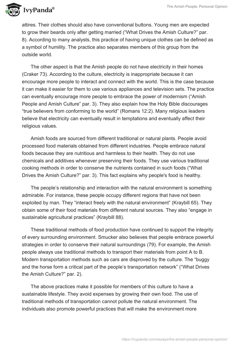 The Amish People: Personal Opinion. Page 2