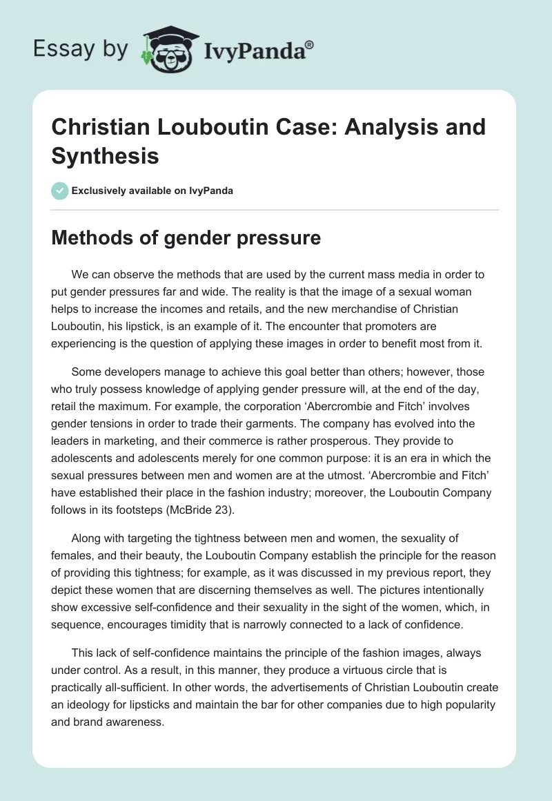 Christian Louboutin Case: Analysis and Synthesis. Page 1