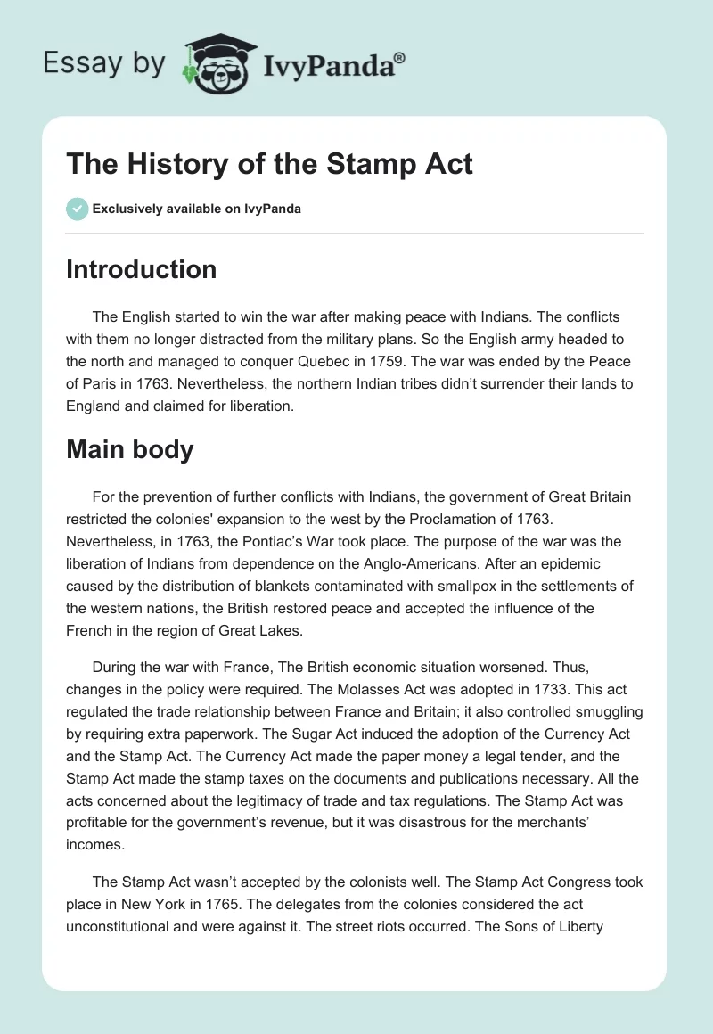 The History of the Stamp Act. Page 1