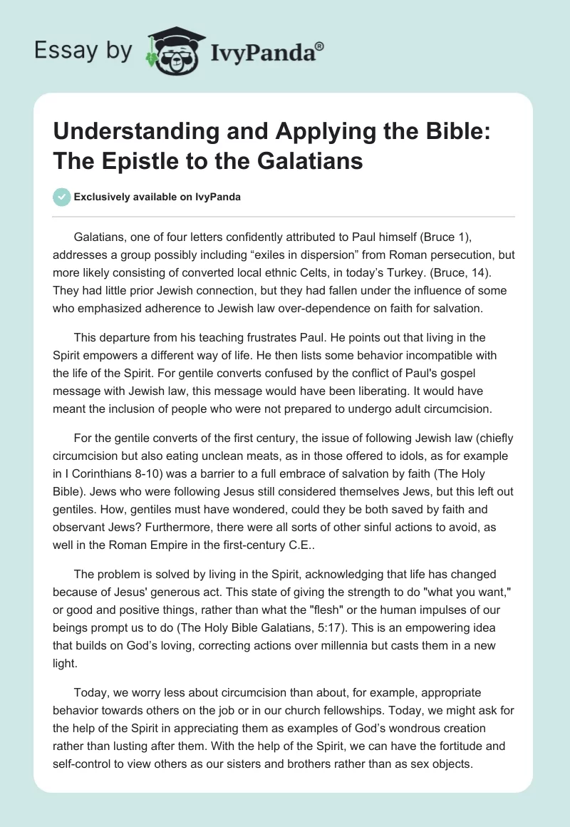 Understanding and Applying the Bible: The Epistle to the Galatians. Page 1