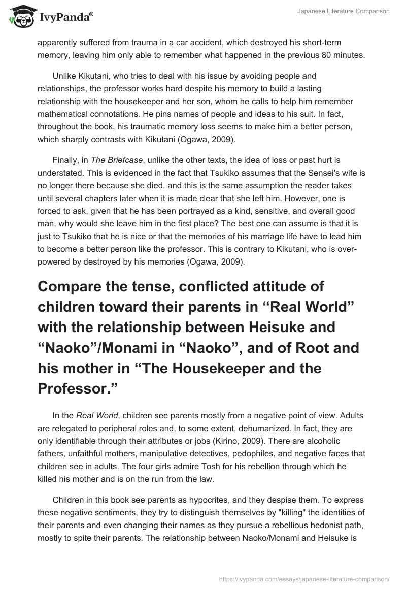 Japanese Literature Comparison. Page 2