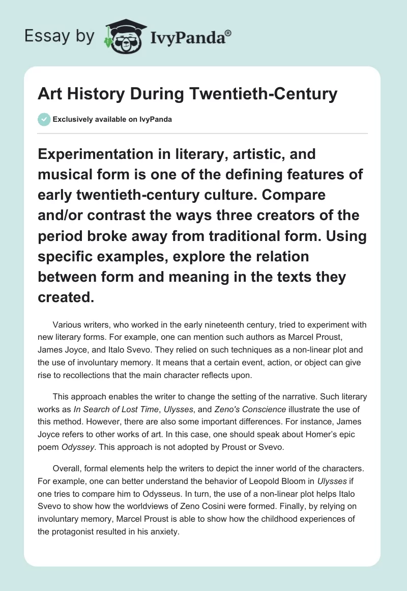 Art History During Twentieth-Century. Page 1