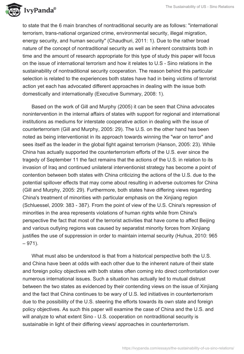 The Sustainability of US - Sino Relations. Page 2