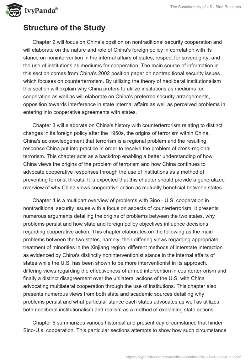 The Sustainability of US - Sino Relations. Page 3