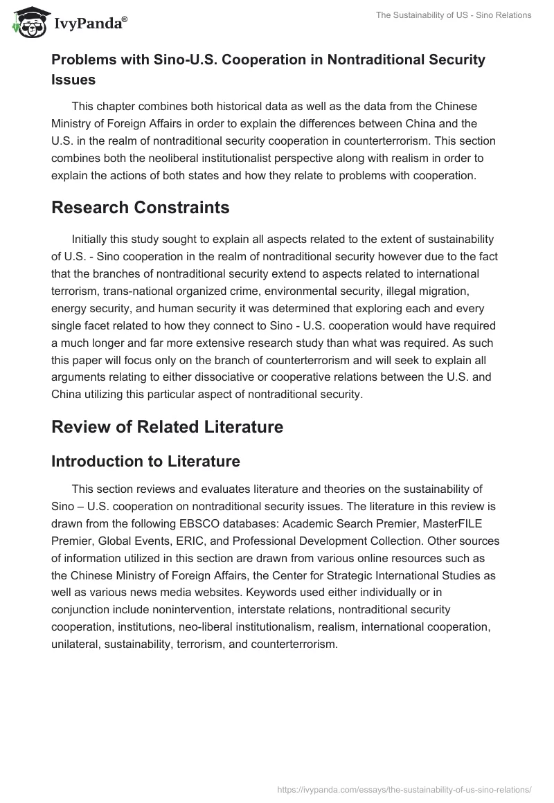 The Sustainability of US - Sino Relations. Page 5