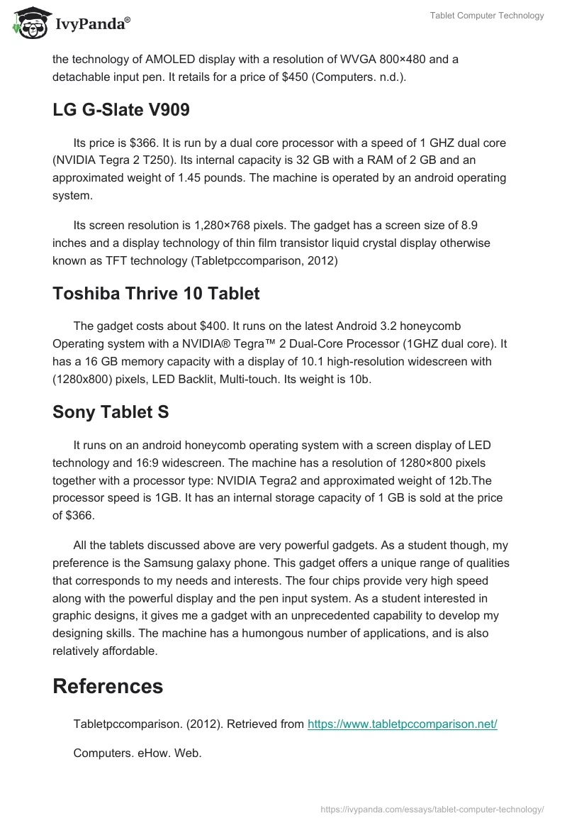 Tablet Computer Technology. Page 2