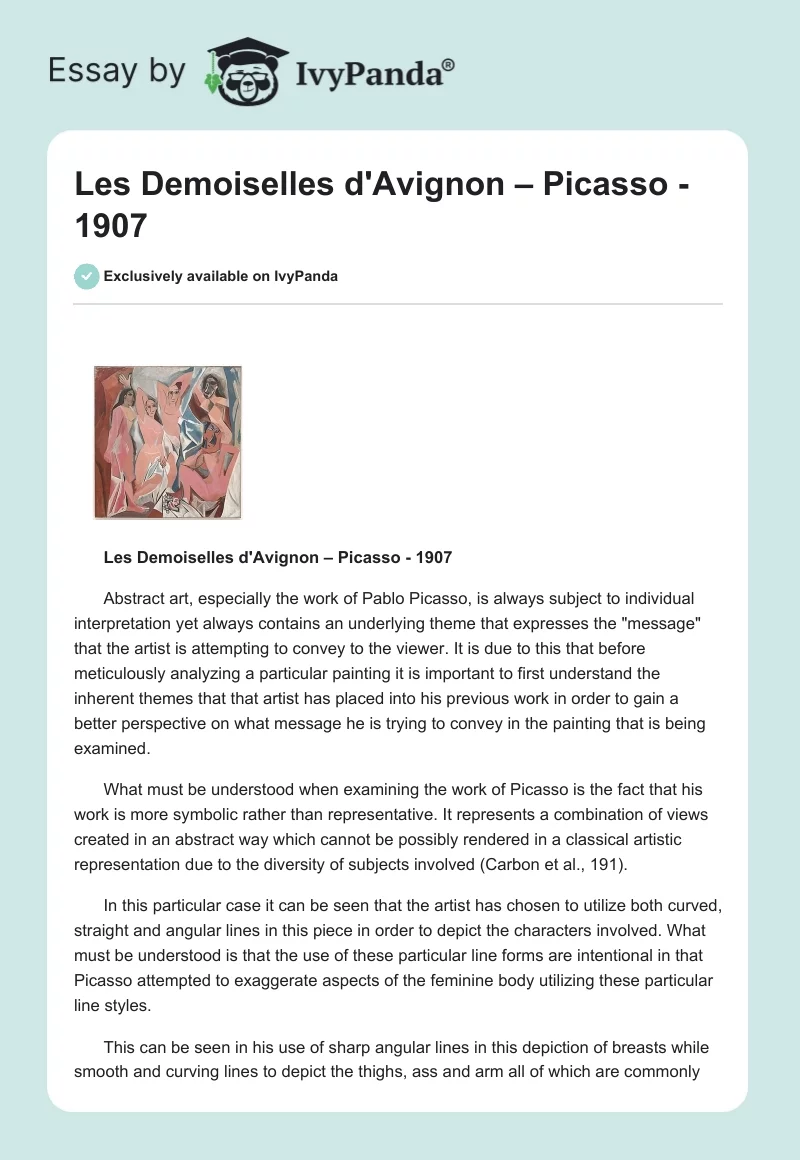 Les Demoiselles d'Avignon – Picasso - 1907. Page 1