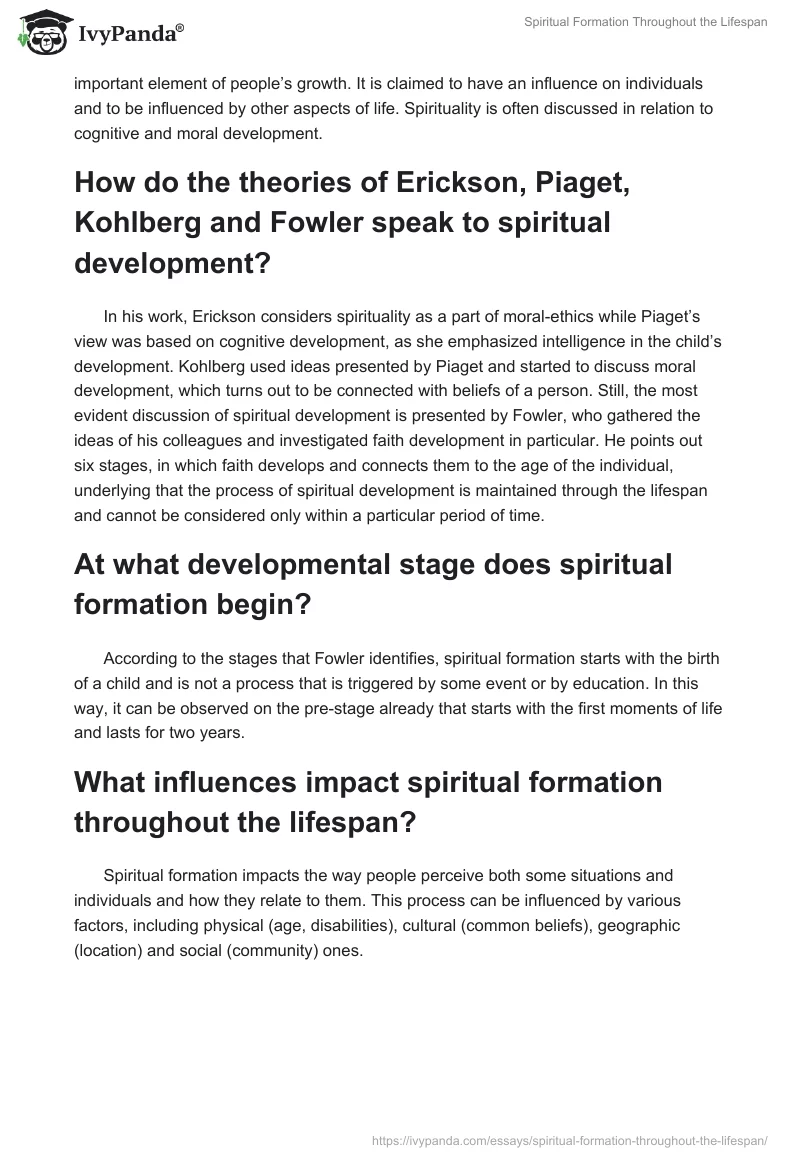 Spiritual Formation Throughout the Lifespan. Page 2