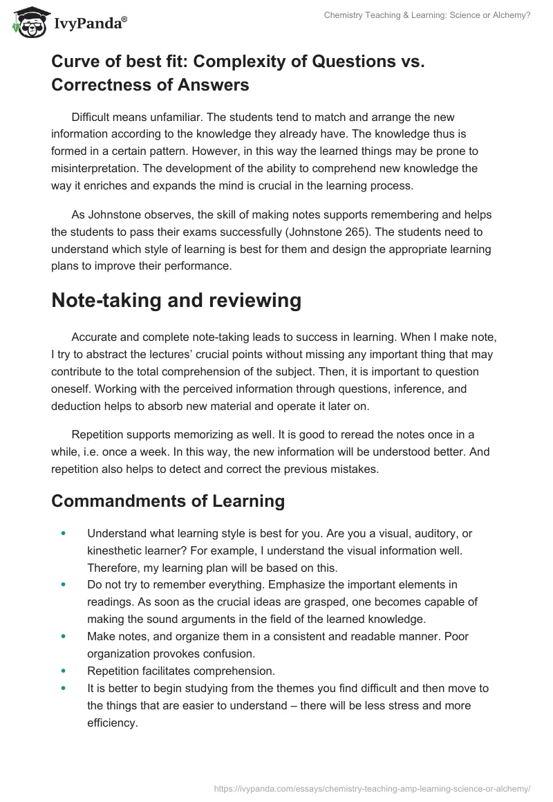 Chemistry Teaching & Learning: Science or Alchemy?. Page 2