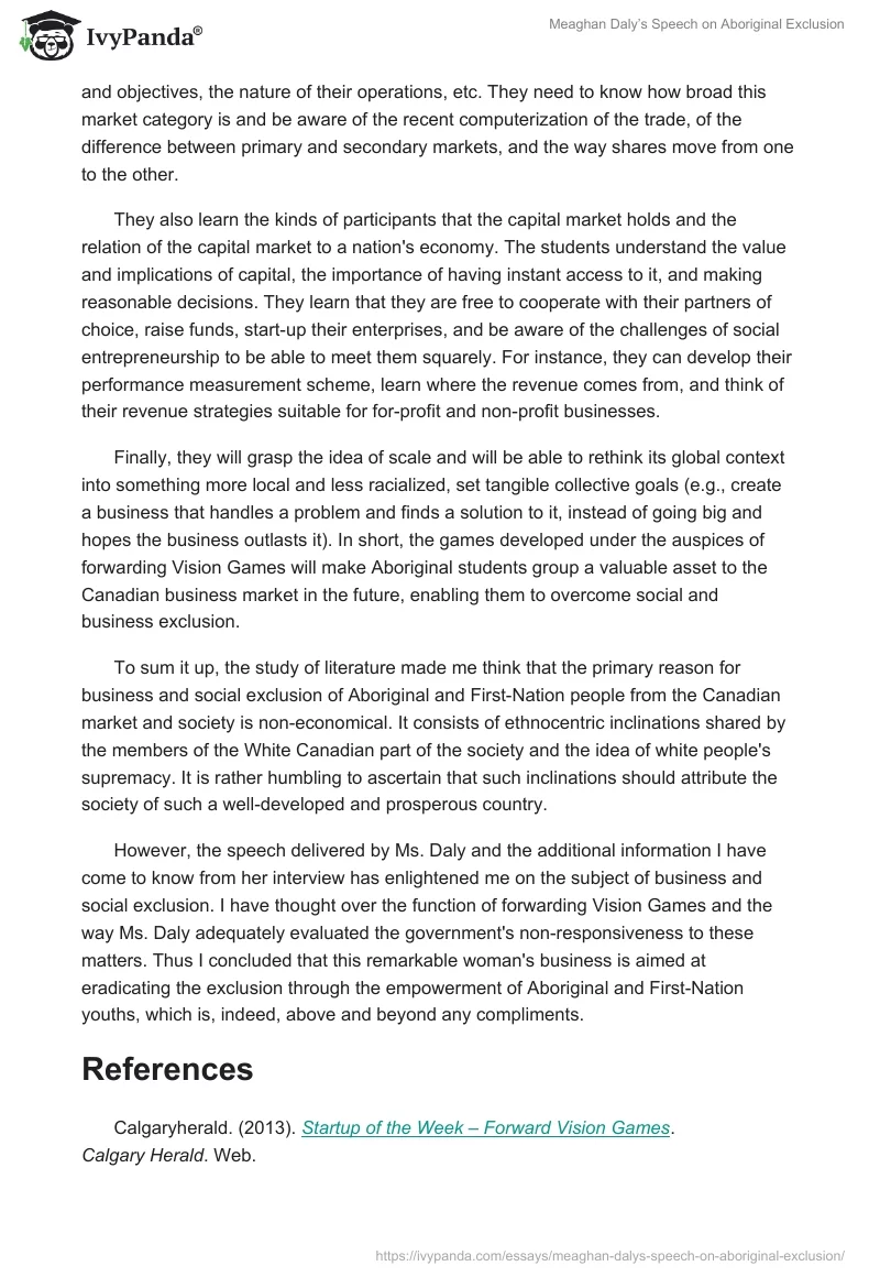Meaghan Daly’s Speech on Aboriginal Exclusion. Page 4