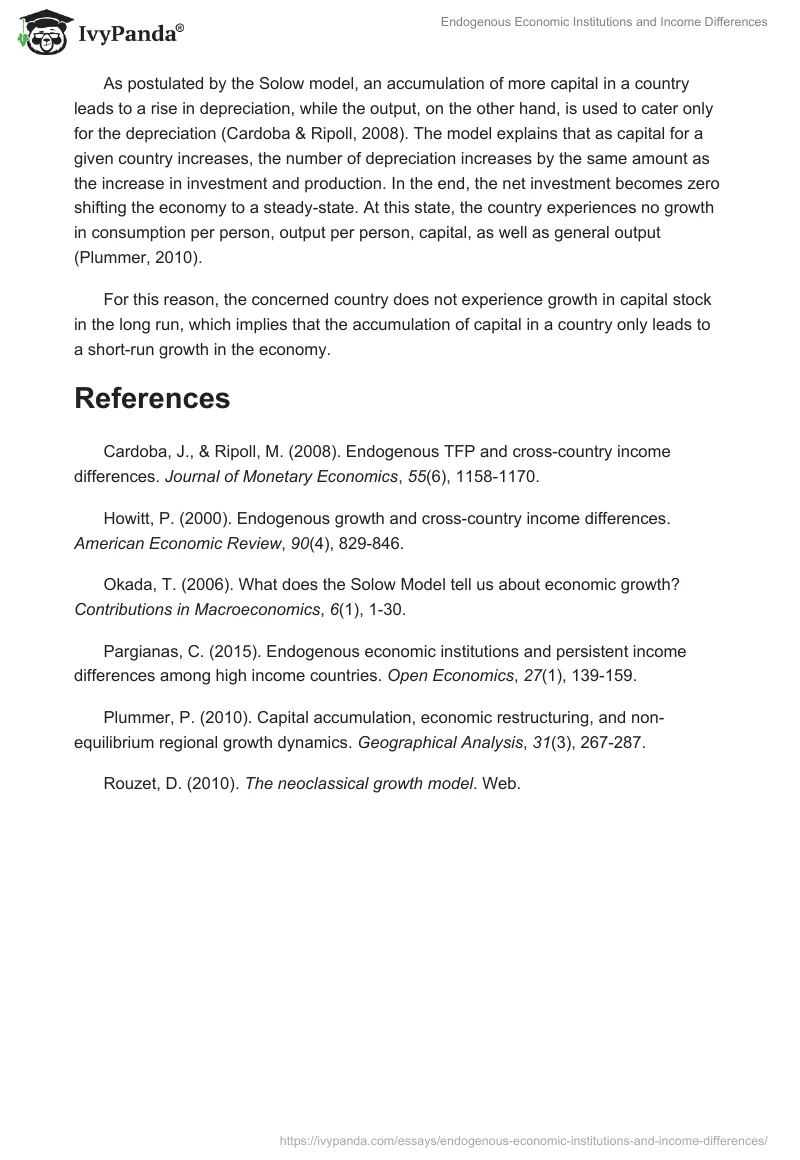 Endogenous Economic Institutions and Income Differences. Page 3