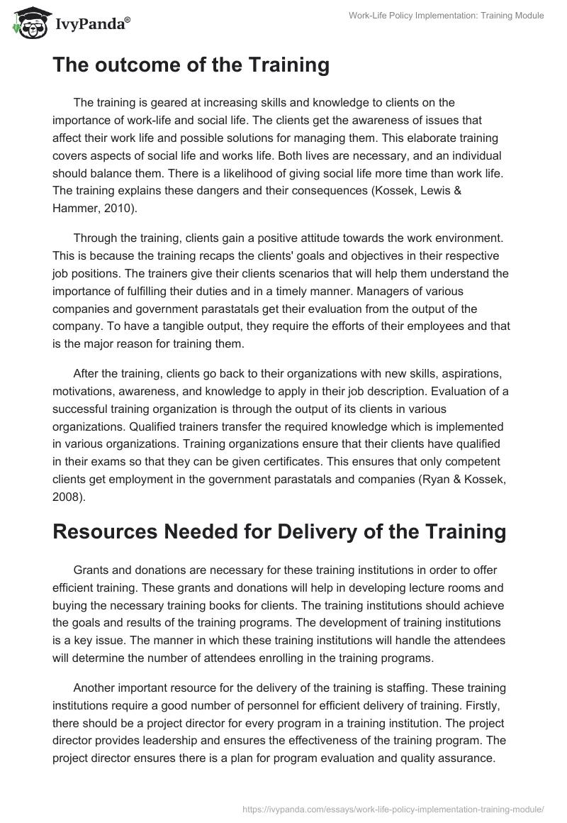 Work-Life Policy Implementation: Training Module. Page 2