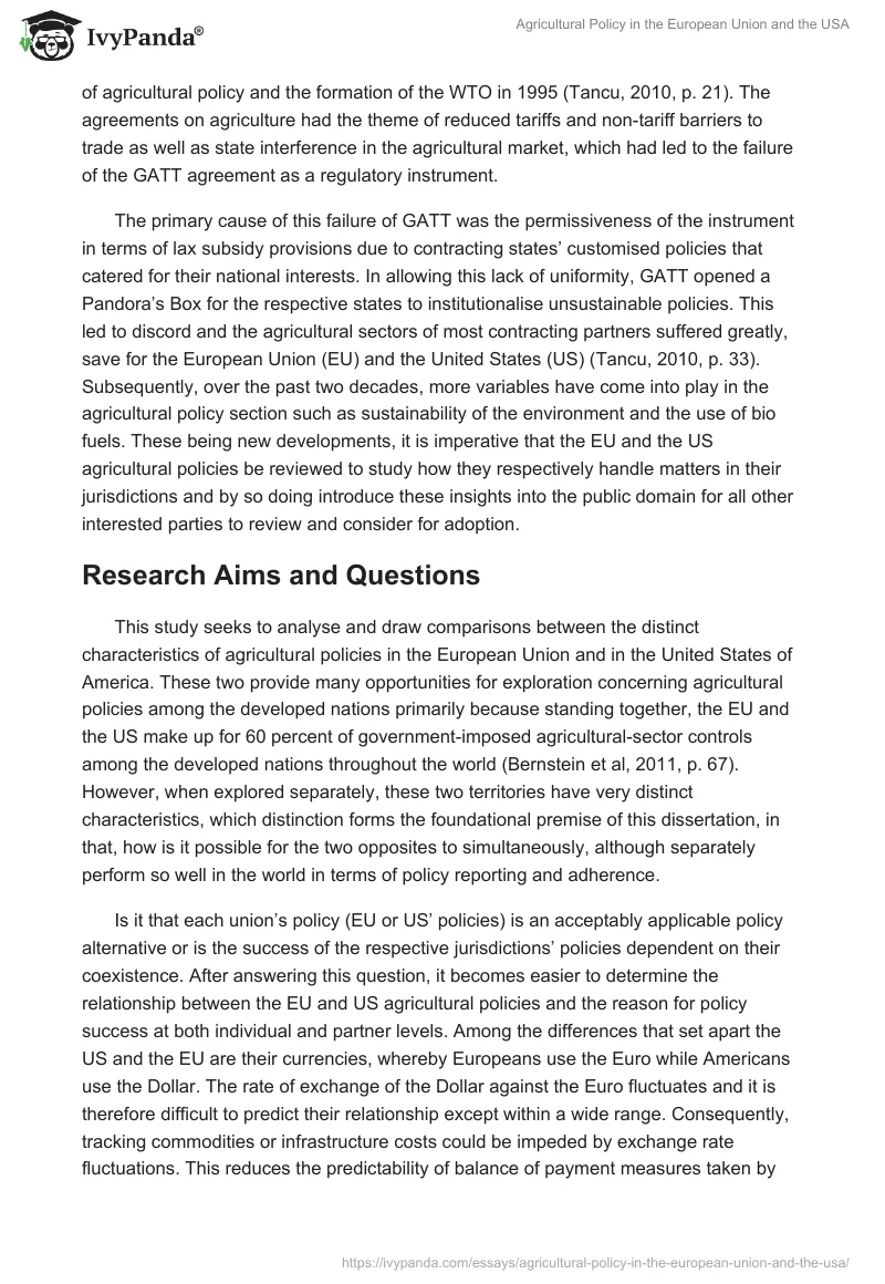 Agricultural Policy in the European Union and the USA. Page 3