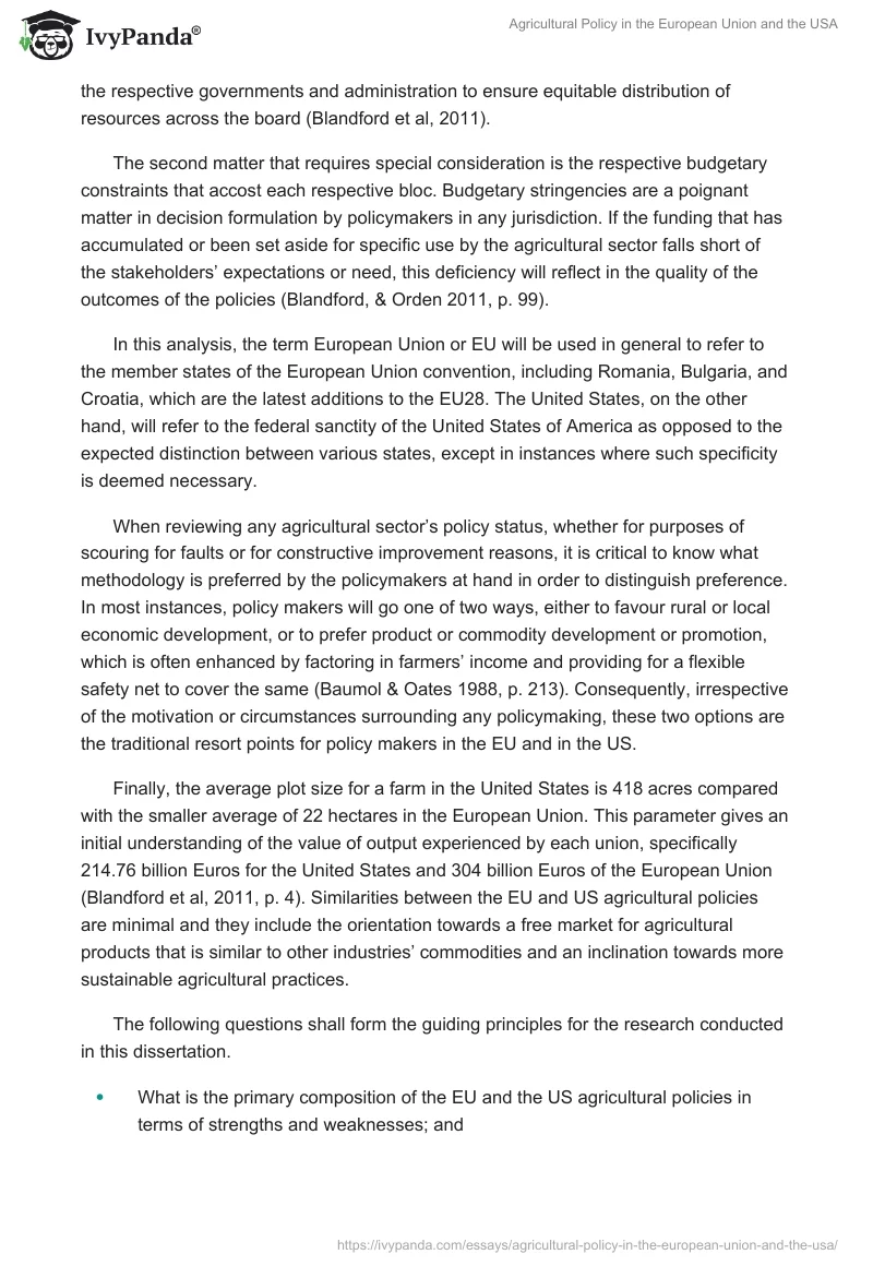 Agricultural Policy in the European Union and the USA. Page 4