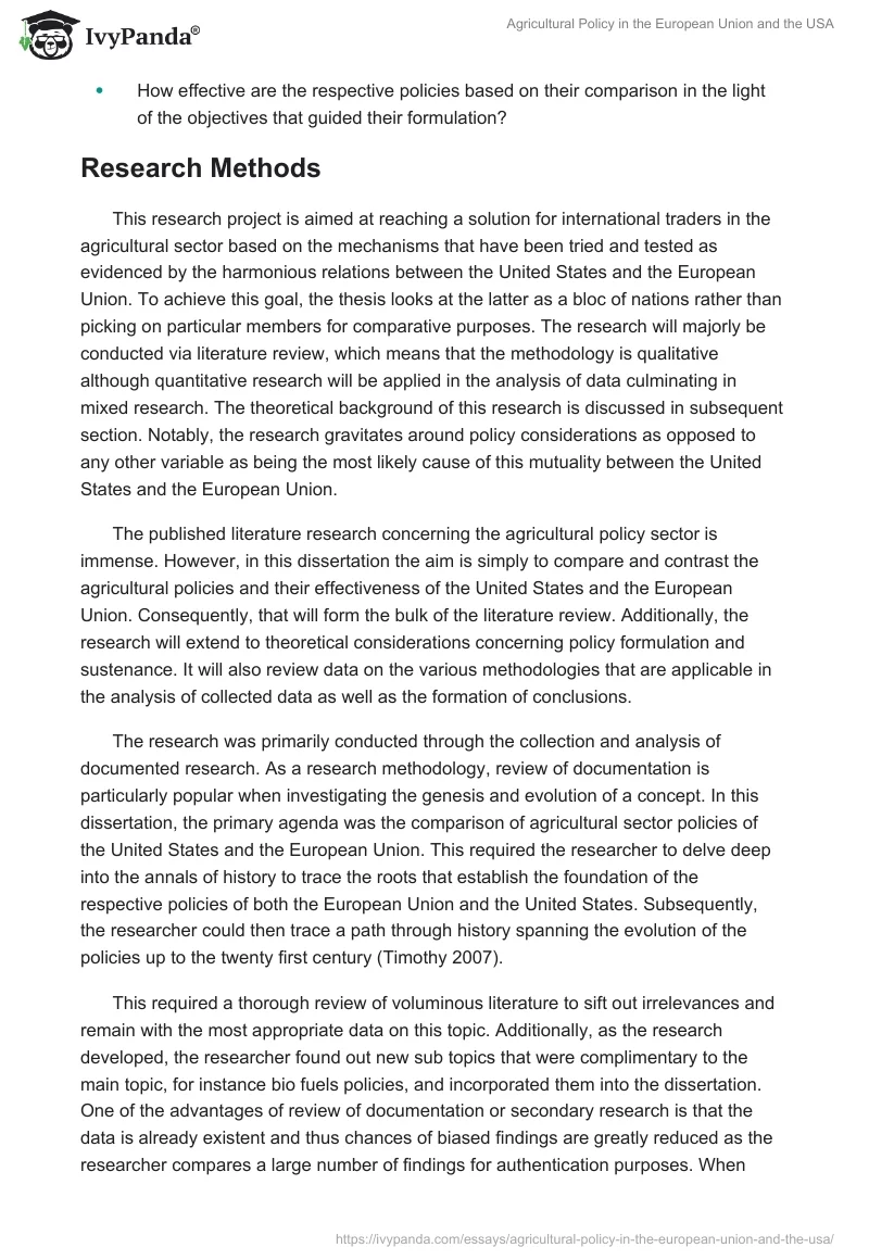 Agricultural Policy in the European Union and the USA. Page 5