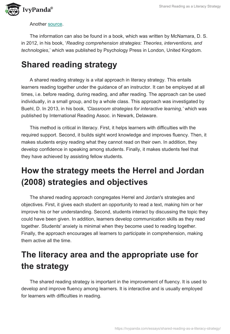 Shared Reading as a Literacy Strategy. Page 2