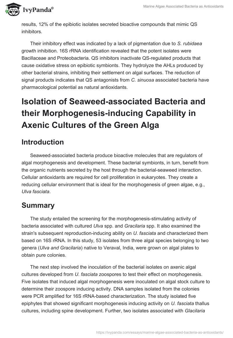 Marine Algae Associated Bacteria as Antioxidants. Page 3