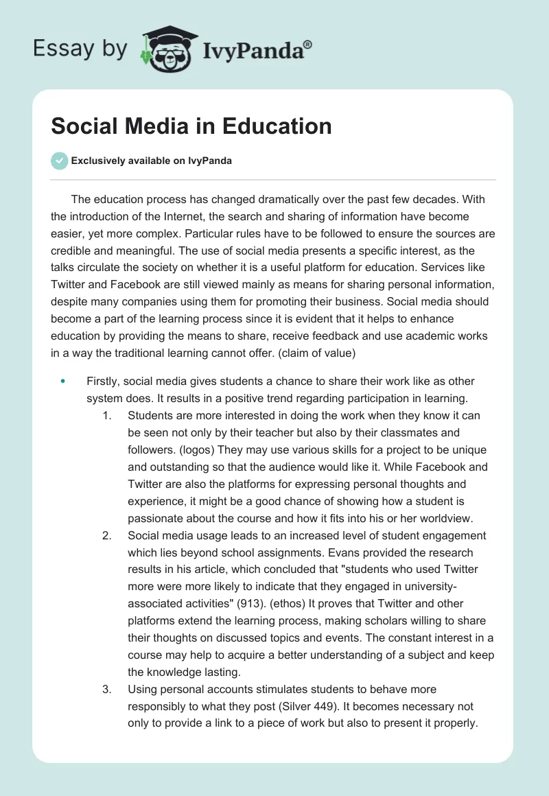 Social Media in Education. Page 1