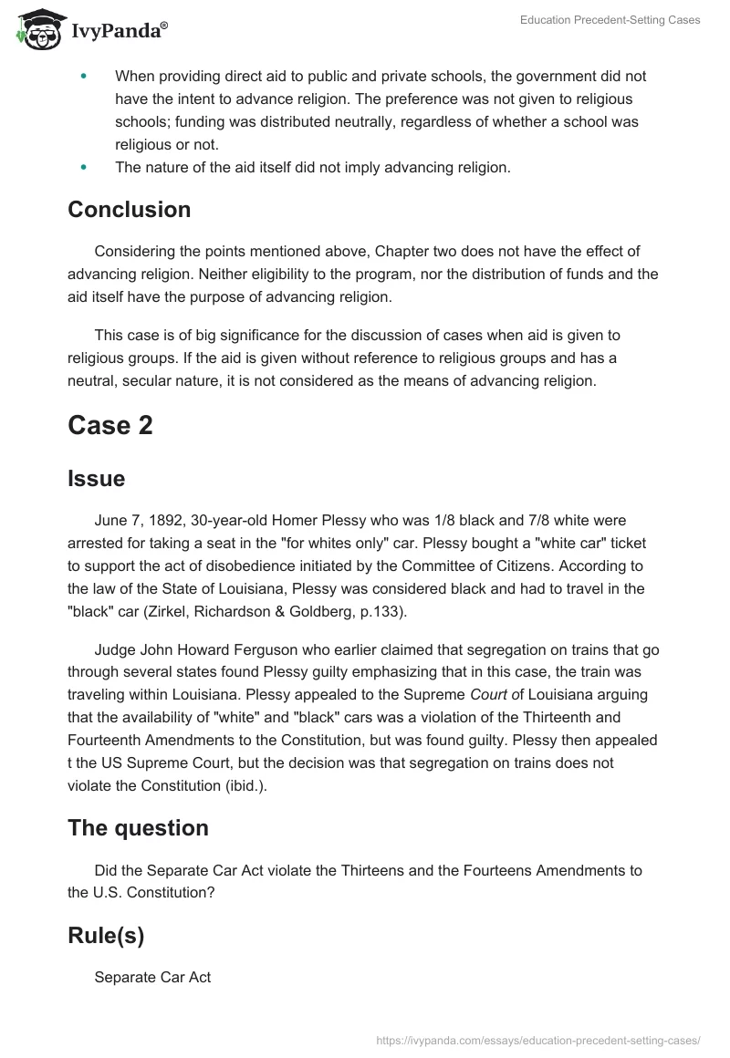 Education Precedent-Setting Cases. Page 2