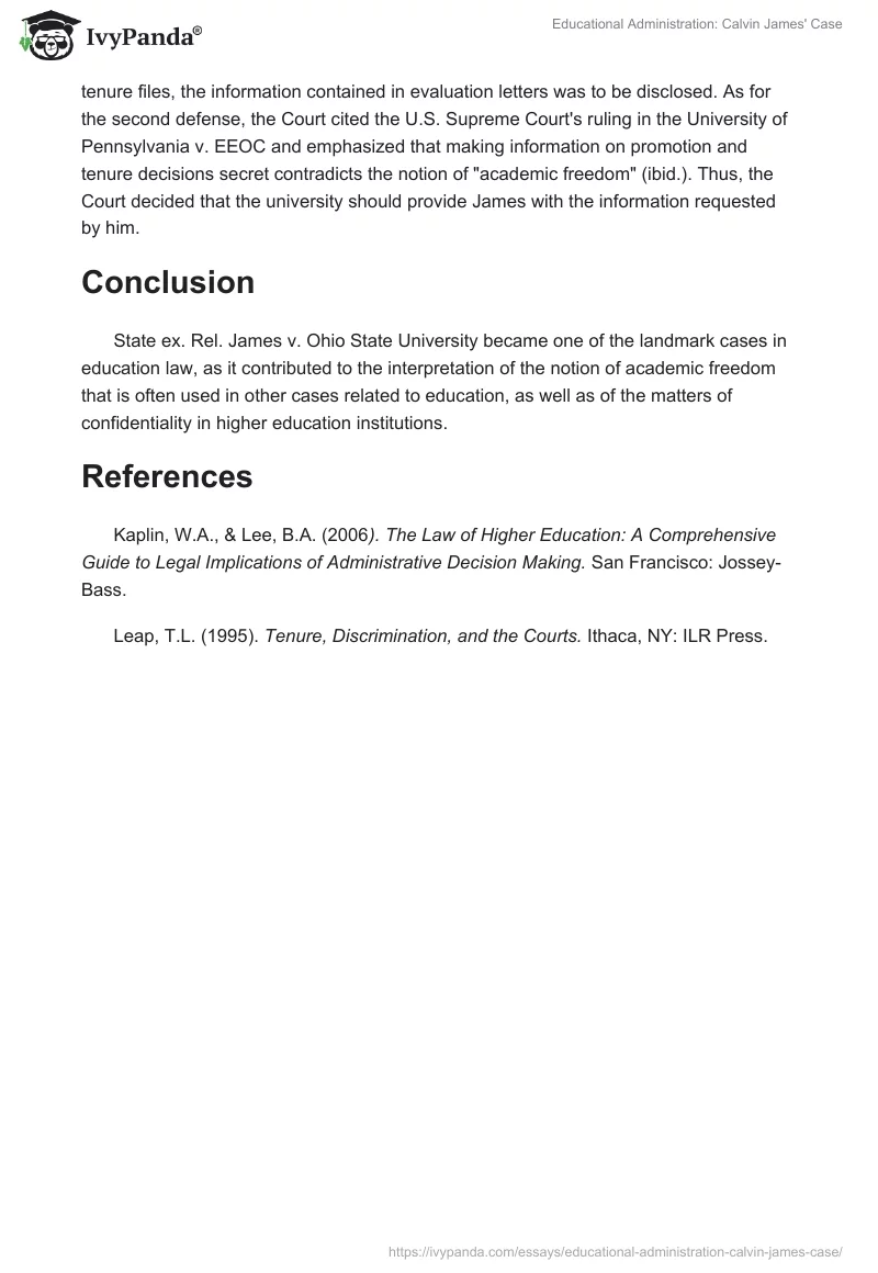 Legal Precedents in Education Law: State ex. Rel. James v. Ohio State University. Page 2