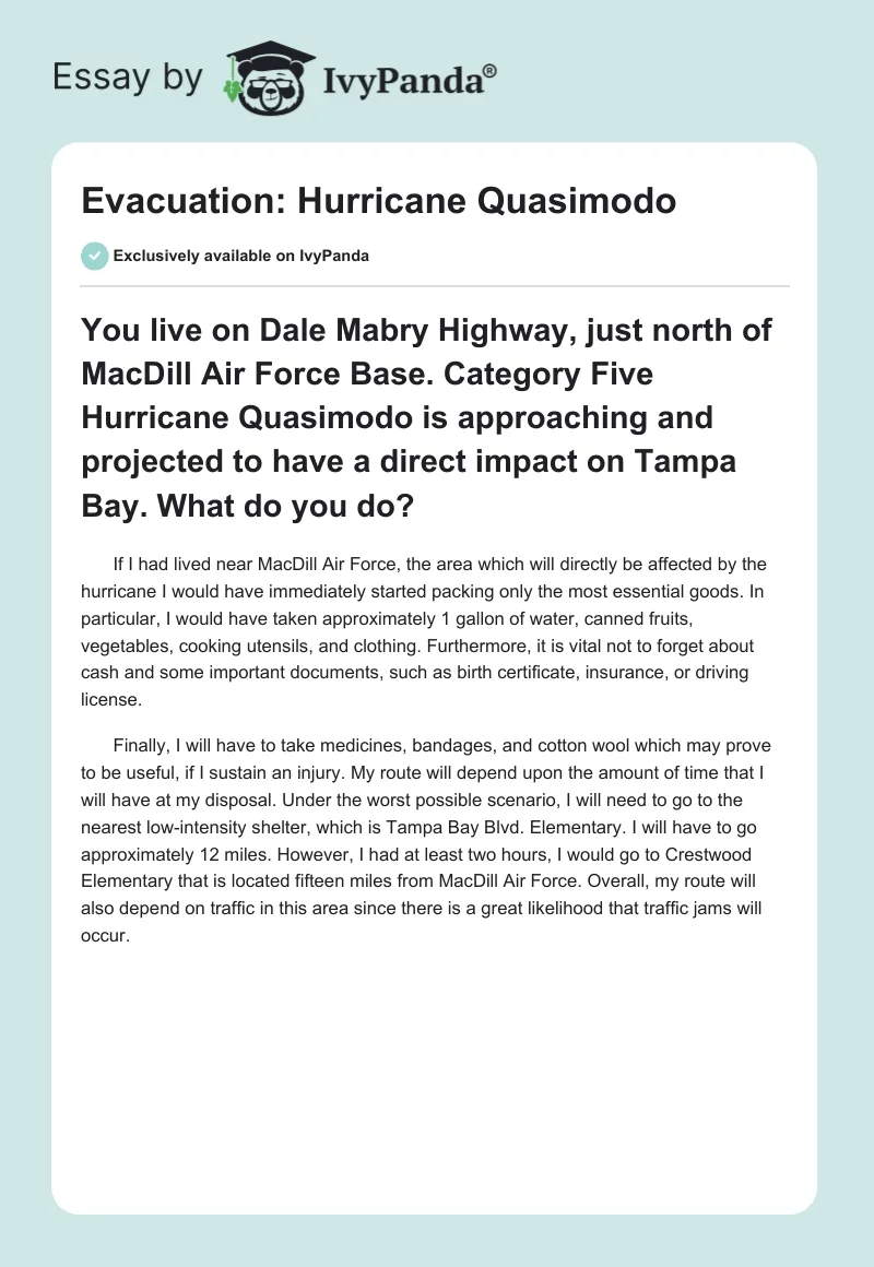 Evacuation: Hurricane Quasimodo. Page 1