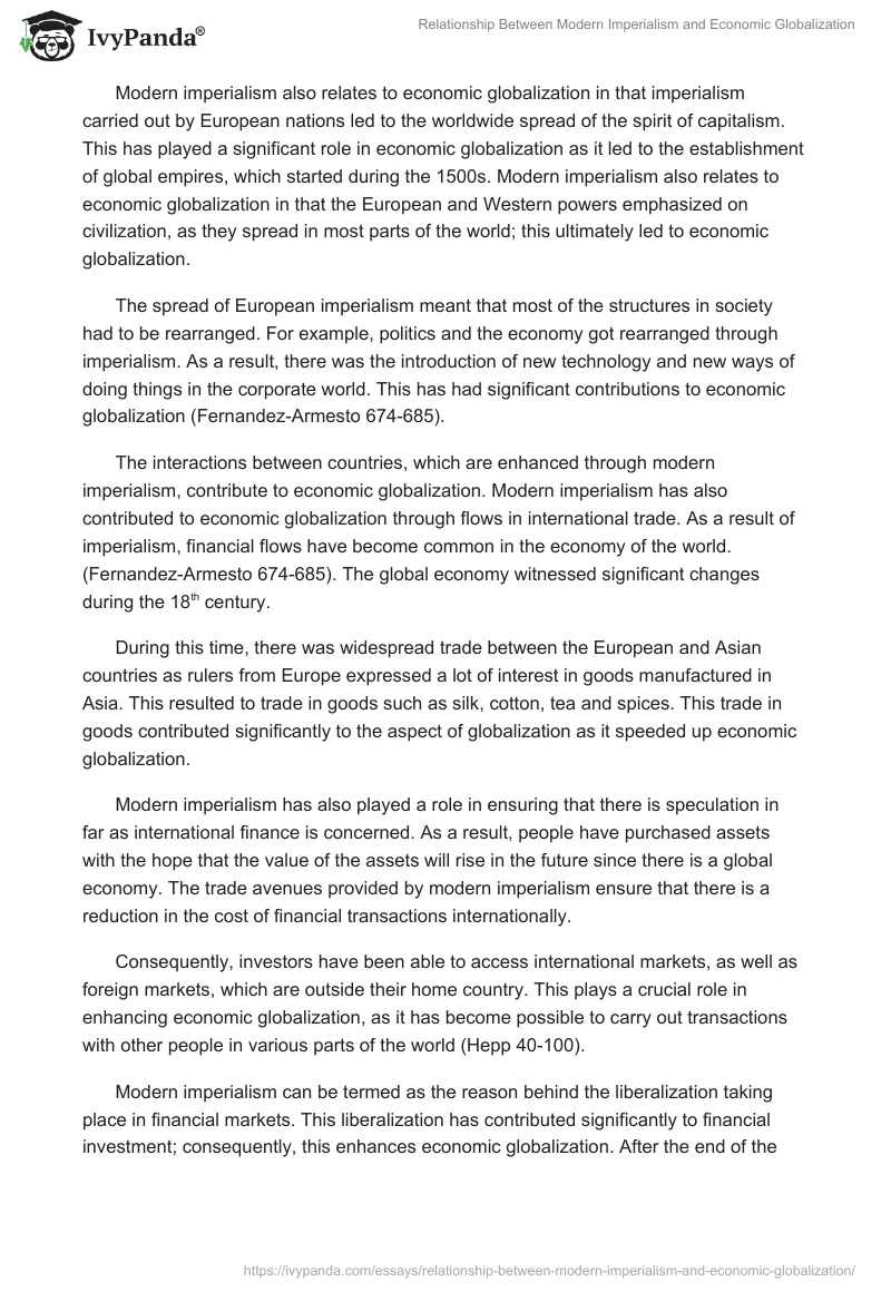 Relationship Between Modern Imperialism and Economic Globalization. Page 2