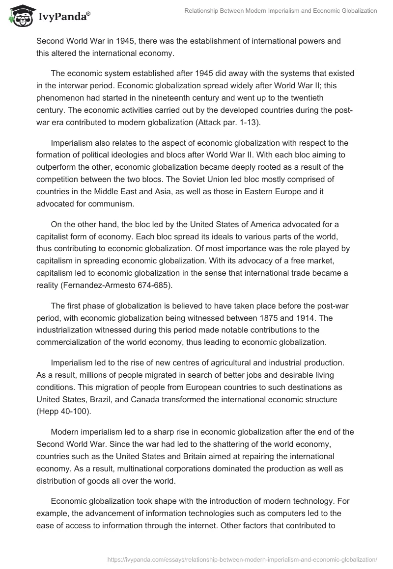 Relationship Between Modern Imperialism and Economic Globalization. Page 3