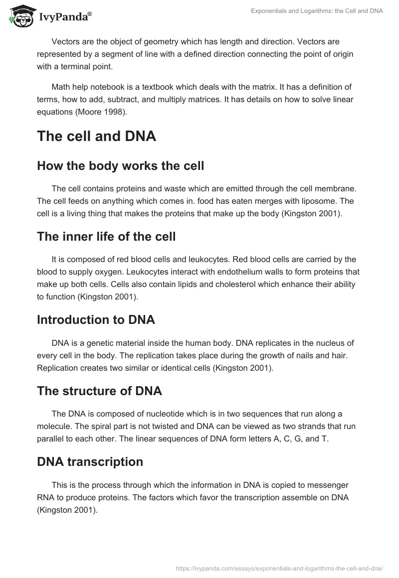 Exponentials and Logarithms: the Cell and DNA. Page 3