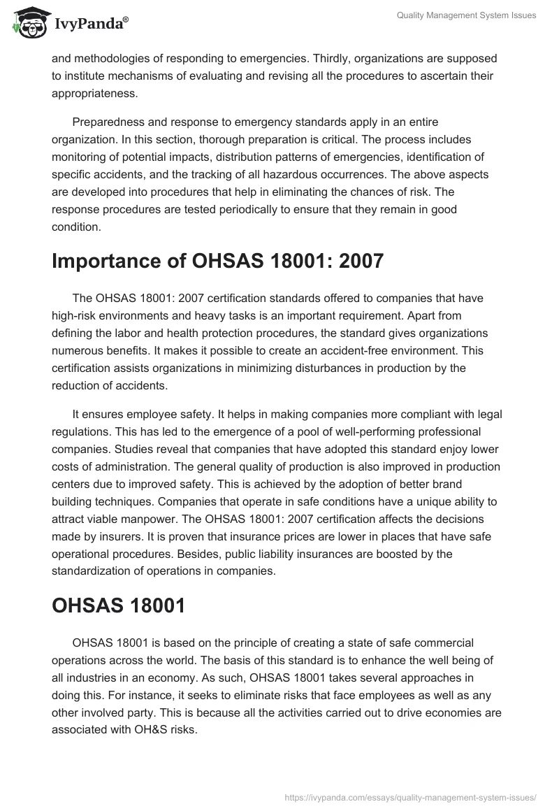 Quality Management System Issues. Page 3