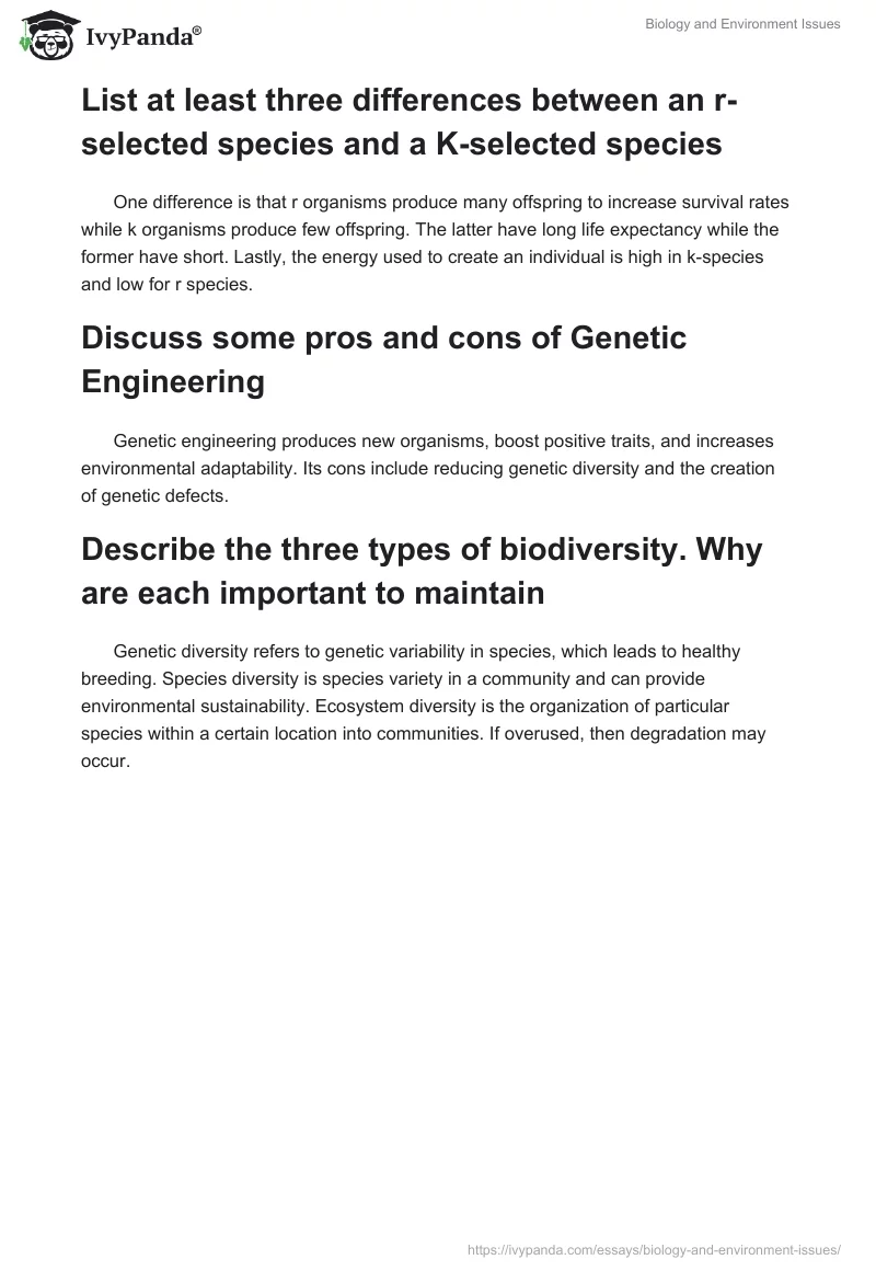 Biology and Environment Issues. Page 4