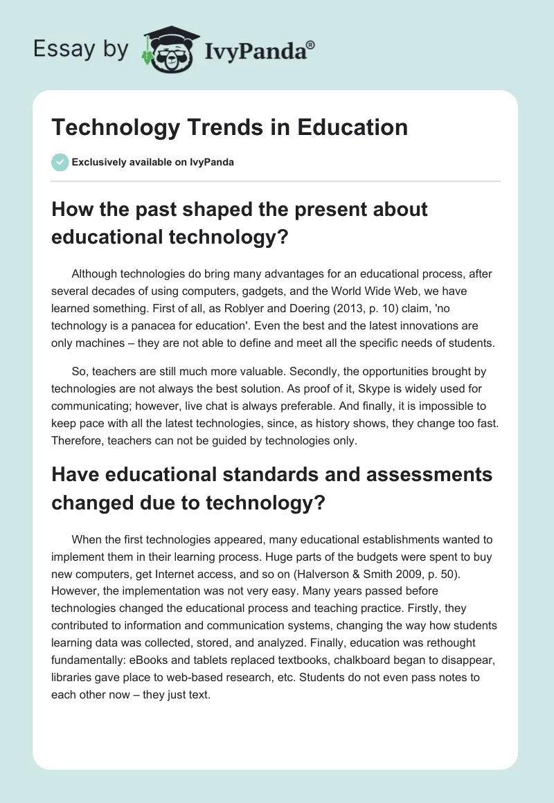 Technology Trends in Education. Page 1