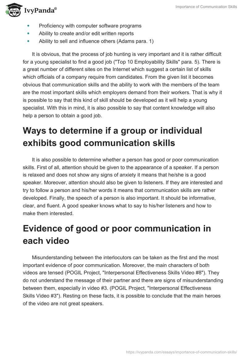 Importance of Communication Skills. Page 2