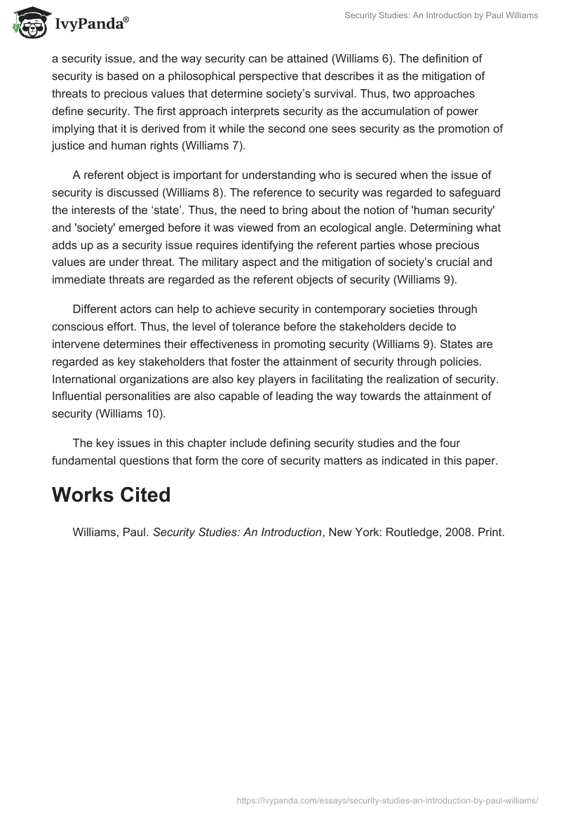 "Security Studies: An Introduction" by Paul Williams. Page 2