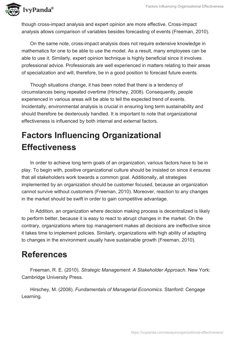 Factors Influencing Organizational Effectiveness. Page 2