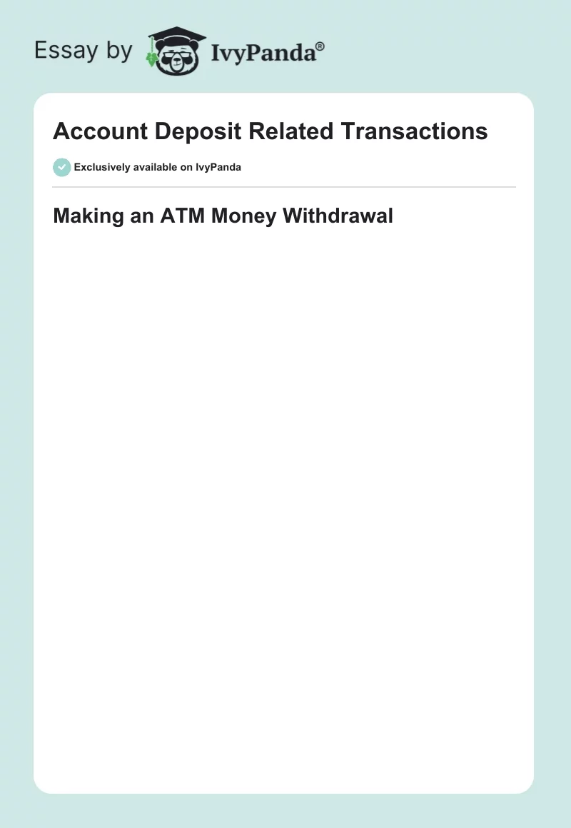 Account Deposit Related Transactions. Page 1