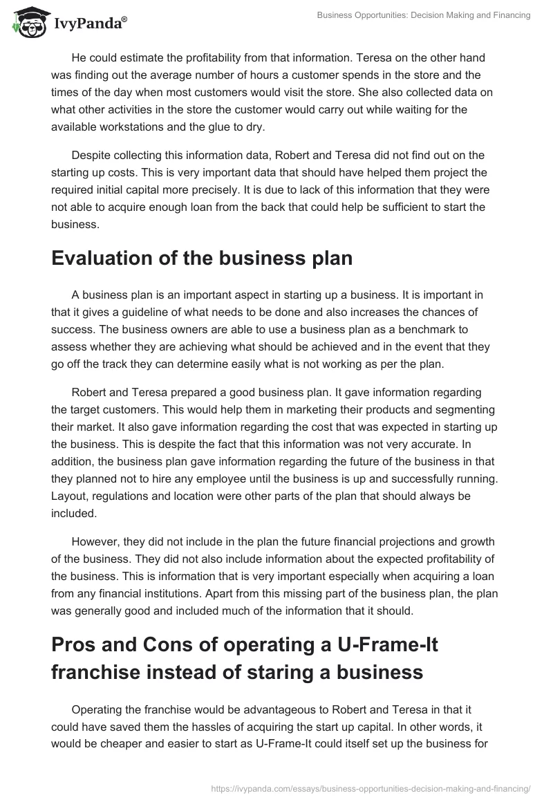 Business Opportunities: Decision Making and Financing. Page 3