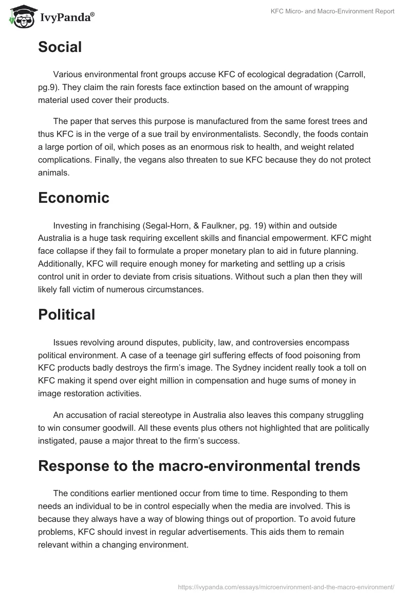 KFC Micro- and Macro-Environment Report. Page 4