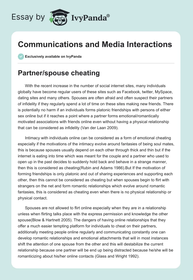 Communications and Media Interactions. Page 1