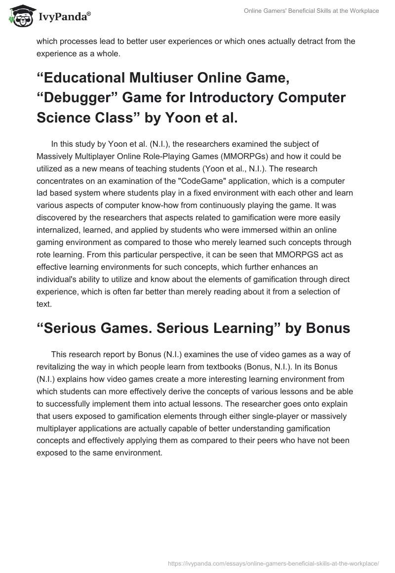 Online Gamers' Beneficial Skills at the Workplace. Page 3
