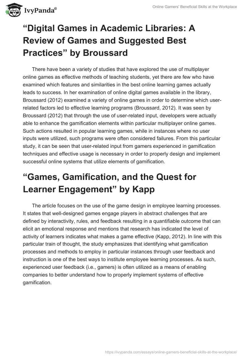 Online Gamers' Beneficial Skills at the Workplace. Page 4