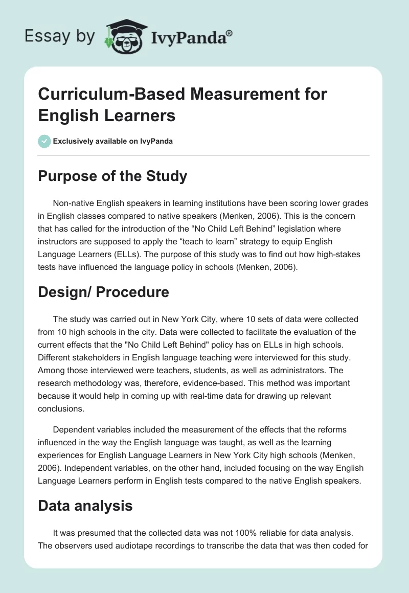 Curriculum-Based Measurement for English Learners. Page 1