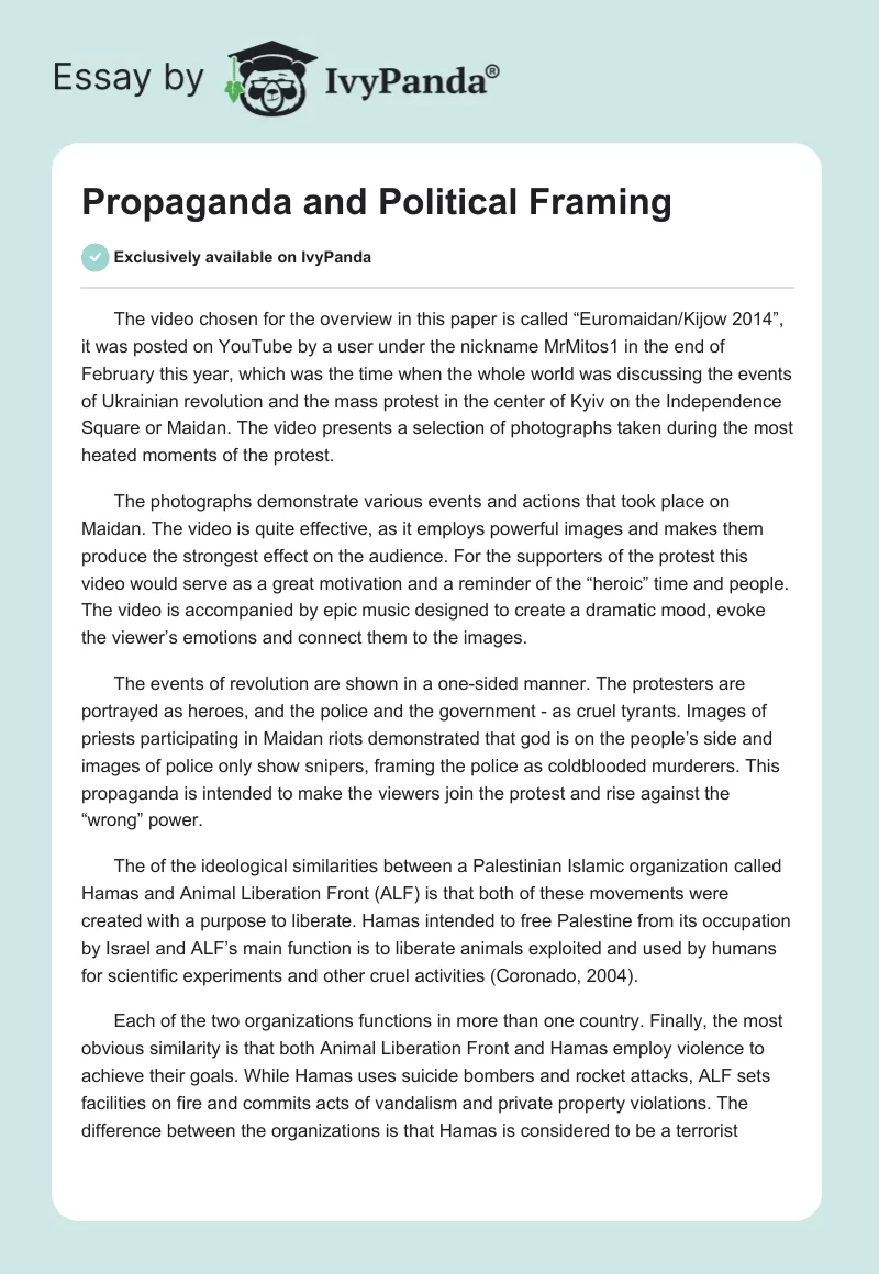 Propaganda and Political Framing. Page 1