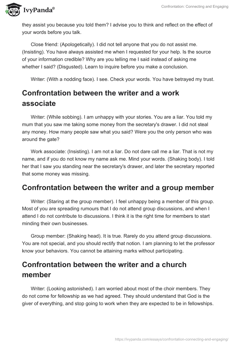Confrontation: Connecting and Engaging. Page 2