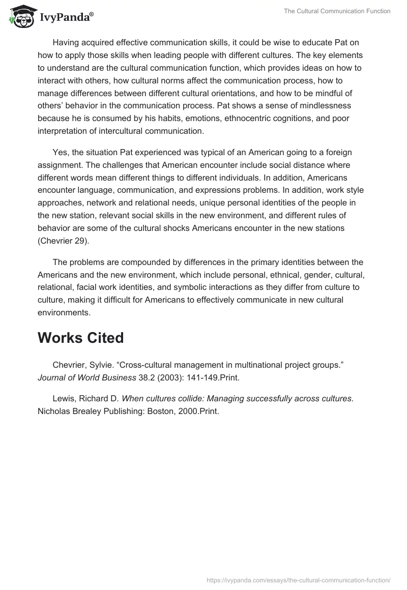 The Cultural Communication Function. Page 2