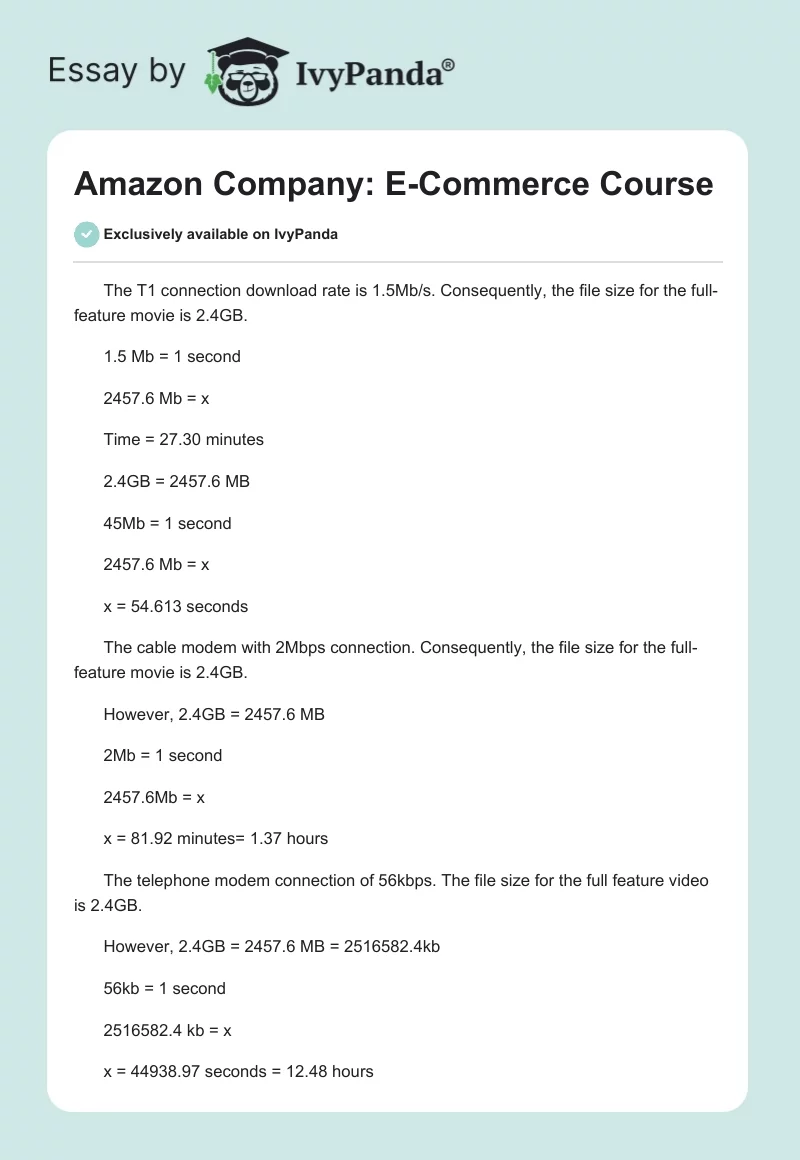Amazon Company: E-Commerce Course. Page 1