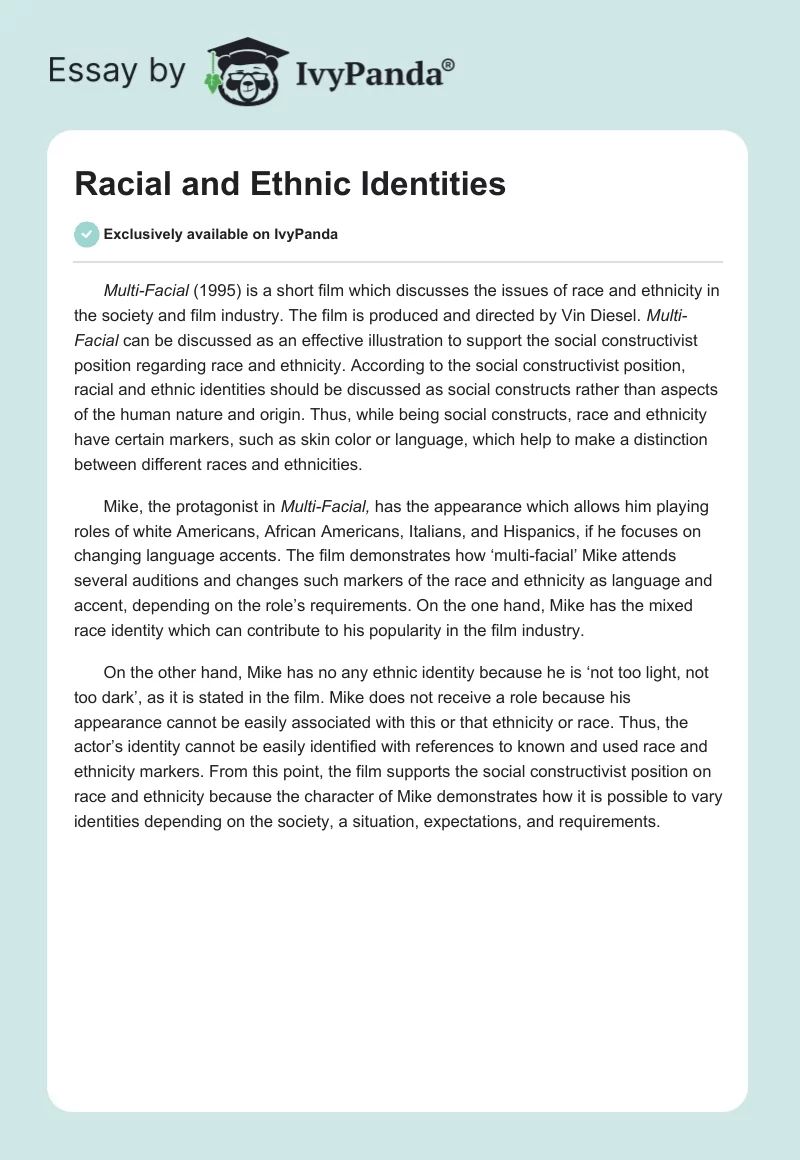 Racial and Ethnic Identities. Page 1