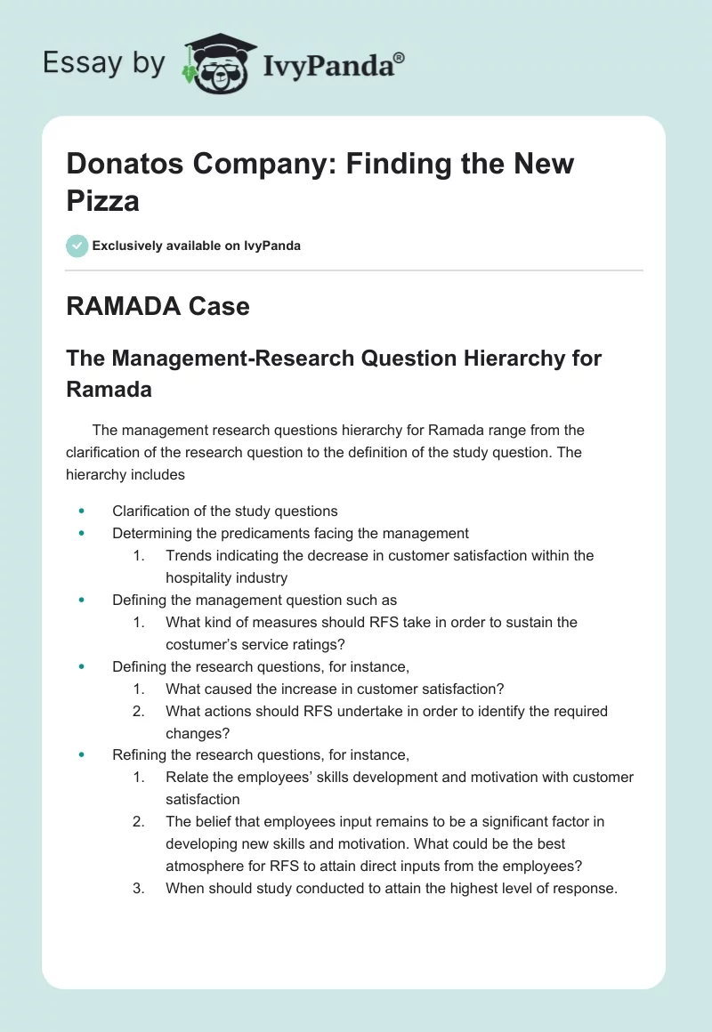 Donatos Company: Finding the New Pizza. Page 1