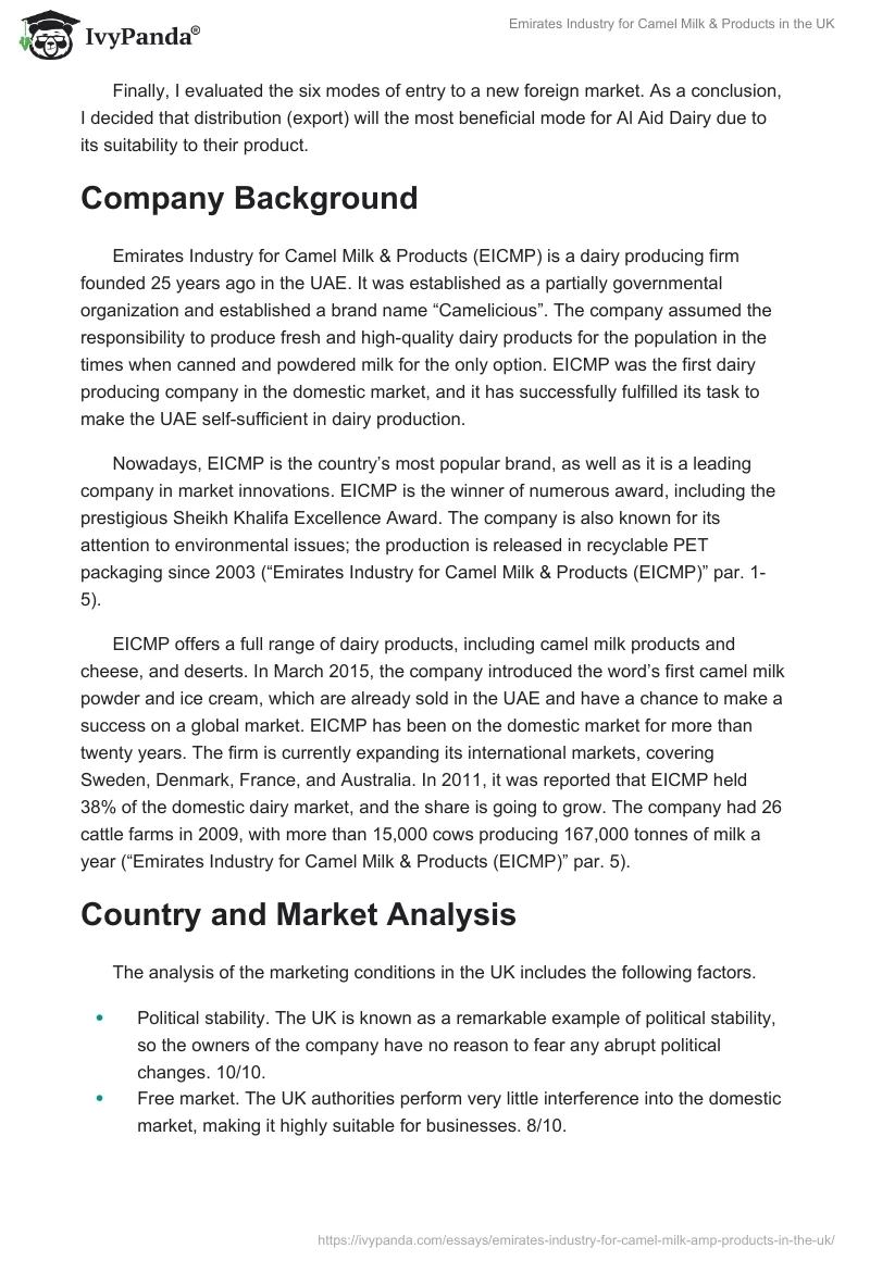 Emirates Industry for Camel Milk & Products in the UK. Page 2