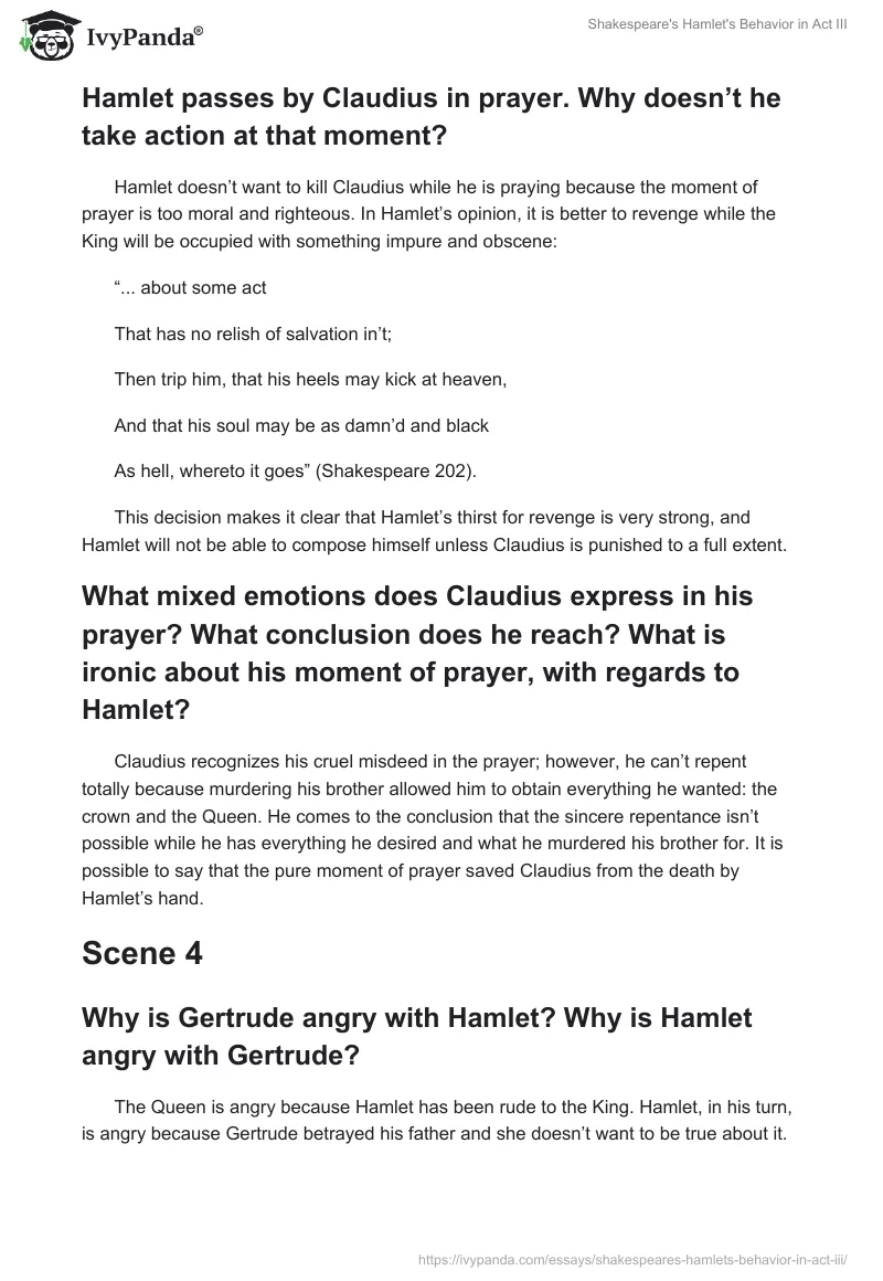 Shakespeare's Hamlet's Behavior in Act III. Page 5