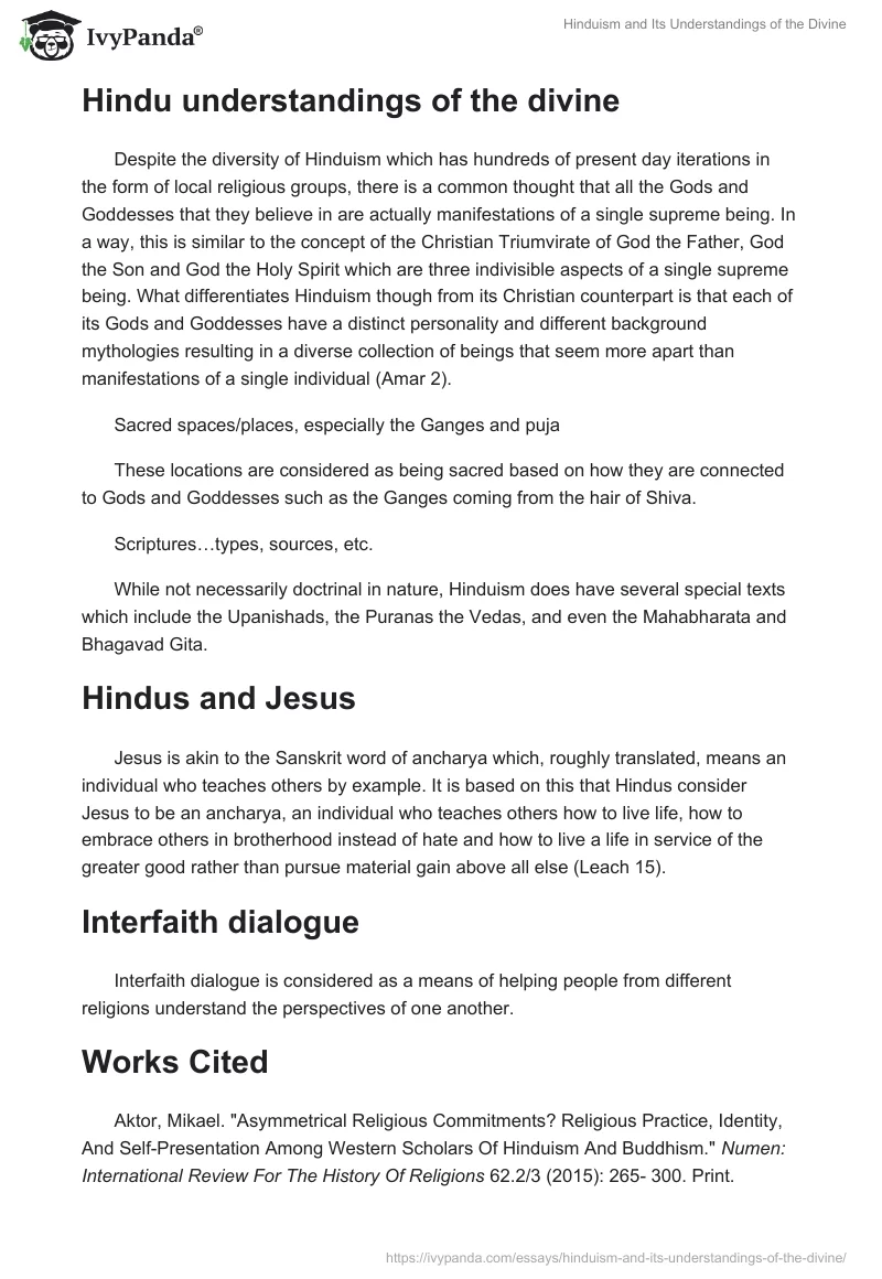 Hinduism and Its Understandings of the Divine. Page 4